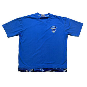 A Bathing Ape TShirt Mens Large‎ Blue Camo Mushroom Graphic Tee Aape Streetwear